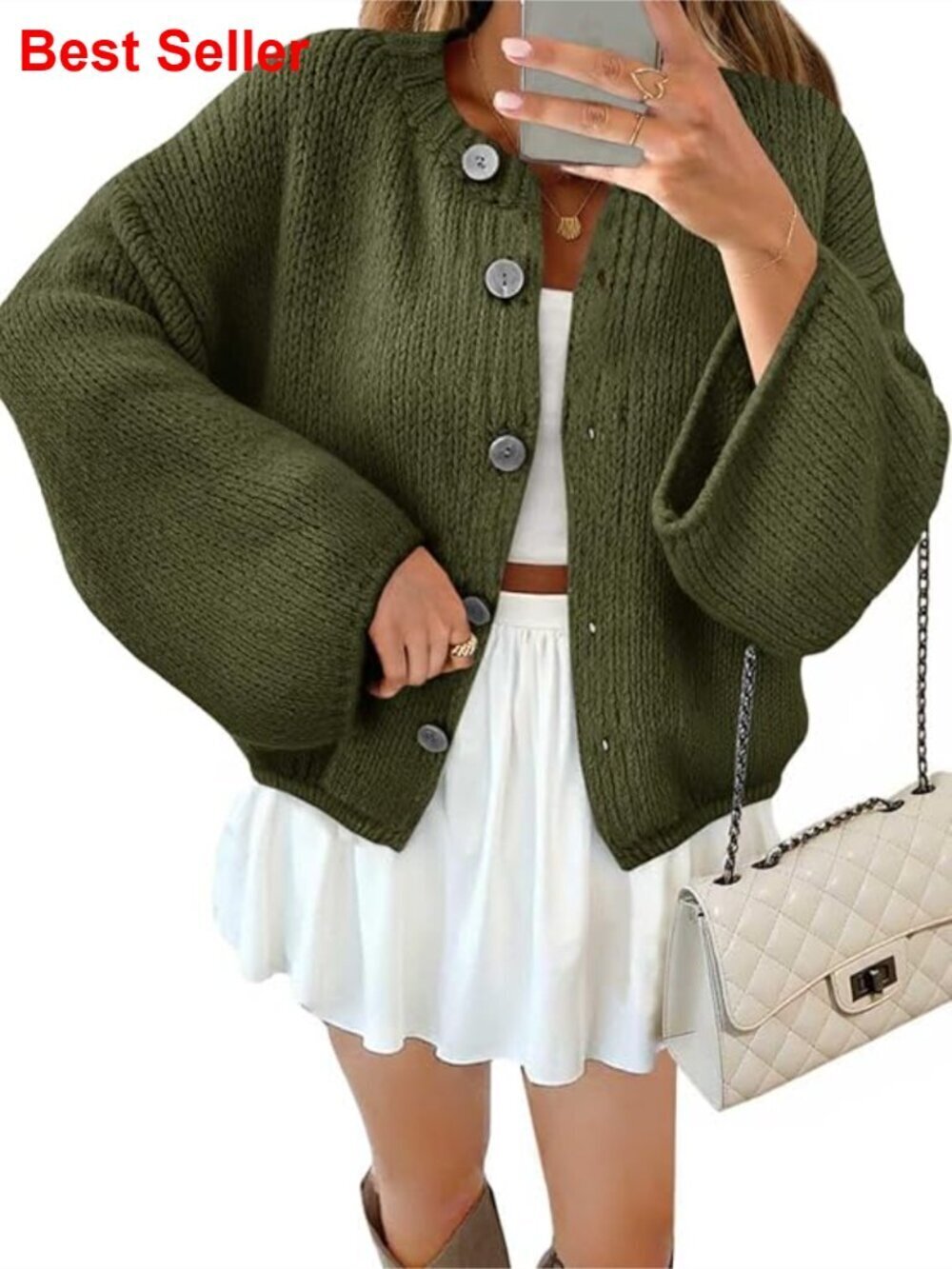 Oversized Button Down Cardigan Chunky Knit Long Sleeve Sweater